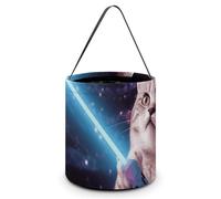 Space Laser Cat Novelty Cute Funny Halloween Tote Candy Bags Trick Or Treat Candy Bags Reusable Candy Basket With Handles Multipurpose Gifts Bag For Festival Party Gathering