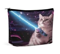 Space Laser Cat Novelty Cute Funny Makeup Bag Cosmetic Bags Toiletry Bag