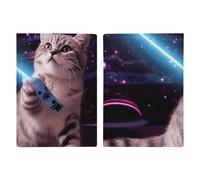 Space Laser Cat Novelty Cute Funny Passport Holder, ID Card Protector Case Passport Holder with Slot Passports Travel Wallet Document Cover for Women And Men