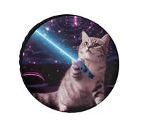 Space Laser Cat Spare Tire Cover for Cats, Weatherproof Tire Diameters 24-36 Inch, Waterproof, Universal for Trailers, Trucks, RVs, SUVs