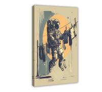 Space Laundry Day - Humorous Astronaut Prints Canvas Poster Bedroom Decor Landscape Office Room Decor Gift 16" L X 24" W