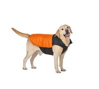 SPACE LION Classic Dog Down Jacket, Duck Down Insulation, SGS Certified, Warm, Lightweight, Water-Repellent, Two-Tone Winter Coat for Pets(BlackOrange,3XL)