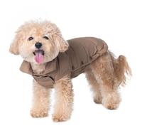 SPACE LION Dog Puffer Coat, Down Winter Jacket, SGS Warm Certified, Durable Outdoor Coat for Cold and Windy Conditions, Adjustable Fit for Small & Medium Dogs(Khaki,8/XXS)