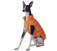 SPACE LION Dog Puffer Coat, Down Winter Jacket, SGS Warm Certified, Durable Outdoor Coat for Cold and Windy Conditions, Adjustable Fit for Small & Medium Dogs(Orange,16/L)