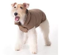 SPACE LION Dog Puffer Coat, Down Winter Jacket, SGS Warm Certified, Durable Outdoor Coat for Cold and Windy Conditions, Adjustable Fit for Small & Medium Dogs(Khaki,12/S)