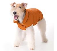 SPACE LION Dog Puffer Jacket, Down Winter Coat, Durable Outdoor Coat for Cold and Windy Conditions, Lightweight & Adjustable Fit Coats for Medium Dogs, (Orange, Size 14 Gift Box)