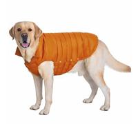 SPACE LION Dog Puffer Jacket, Down Winter Coat, Durable Outdoor Coat for Cold and Windy Conditions, Waterproof, Lightweight Jacket, Adjustable Fit for Small, Medium, Large Dogs(Orange,24/2XL)
