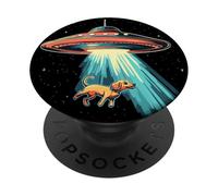 Space-Loving Dog Abducted by UFO for Funny Fun PopSockets Adhesive PopGrip