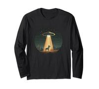 Space-Loving Donkey Abducted by UFO for Cosmic Alien Fun Long Sleeve T-Shirt