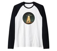 Space-Loving Donkey Abducted by UFO for Cosmic Alien Fun Raglan Baseball Tee