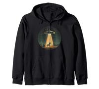 Space-Loving Donkey Abducted by UFO for Cosmic Alien Fun Zip Hoodie
