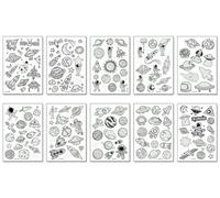 Space Luminous Tattoo Stickers Children'S Cartoon Waterproof Han Party Cosmic Space Rocket Interstellar Temporary Stickers110x75mm