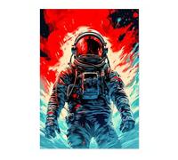 Space Man Space Poster, Colourful Abstract Astronomy Wall Art Home Decor, Astronaut Planets Print, Archival Matte, A4 (Print Only) - 29.7x21cm