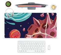 Space Mars Planets Desk Pad Computer Mouse Mat with Non-Slip Rubber Base Smooth Face Computer Mouse Pad 80X30 CM Gaming Mousemat Office Desk Decor Gift Mousepad XXL for School Home Office Gaming