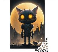 Space Mechanical Cat Wooden Jigsaw Puzzle for Adults 1000 Piece Puzzles for Teenagers Creative Jigsaw Puzzles Family Challenging Games Toys 1000pcs (75x50cm)