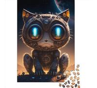 Space Mechanical Cat Wooden Jigsaw Puzzles 1000 Pieces Jigsaw Creative Rectangular Large Family Puzzle Game Artwork for Adults Teens 1000pcs (75x50cm)