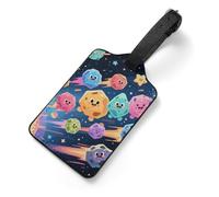 Space Meteor Luggage Tags with Information Card & Detachable Strap - Durable PU Scratch-Resistant Name ID Identifiers for Suitcases, Travel Bags, Backpacks, and Gym Bags