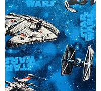 Space Millennium Galaxy Star Wars Fabric - 100% Cotton Blue, Navy & Grey (Galaxy Falcon, 1 Metre)