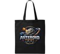 Space Mining Operations on Large Asteroid Natural Cotton Tote Bag Black