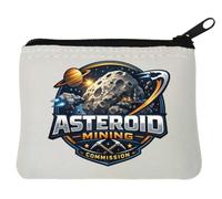 Space Mining Operations on Large Asteroid Neoprene Coin Purse Pouch 10x11cm White