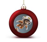 Space Monkey Astronaut Christmas Ball Ornaments - Xmas Tree Hanging Ornament 2.4 Inch Red Shatterproof Xmas Balls for Holiday Wedding Fireplace Home Party Decorations
