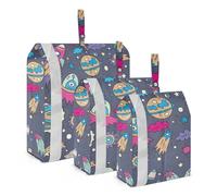 Space Monsters Planet 3pcs Travel Packing Storage Bags Portable Bags For Clothes Travel Ziplock Bag Clothes Storage
