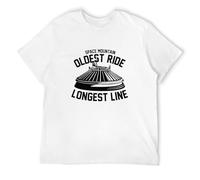 Space Mountain Oldest Ride Longest Line Men Cotton T-Shirt Short Sleeve White Clothes Tees XXL