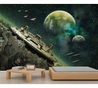 Space Mural Universe Mural Wallpaper Planets Meteors/Comets Wallpaper Starry Sky Nebula Wall Paper for Bedrooms Living Room Poster 390X260cm