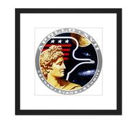 Space NASA Apollo 17 Mission Emblem Badge Patch 8X8 Inch Square Wooden Framed Wall Art Print Picture with Mount Artery8 Black One Size