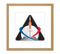 Space NASA Artemis 1 Exploration Mission Emblem Badge Patch 8X8 Inch Square Wooden Framed Wall Art Print Picture with Mount Artery8 Light Oak One Size