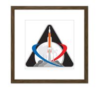 Space NASA Artemis 1 Exploration Mission Emblem Badge Patch 8X8 Inch Square Wooden Framed Wall Art Print Picture with Mount Artery8 Brown One Size