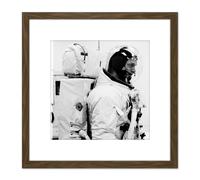 Space NASA Astronaut Schweickart Apollo 9 EMU 8X8 Inch Square Wooden Framed Wall Art Print Picture with Mount Artery8 Brown One Size