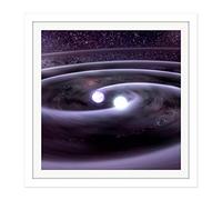 Space NASA Binary Star System Concept Illustration Square Wooden Framed Wall Art Print Picture 16X16 Inch