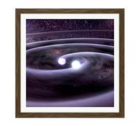 Space NASA Binary Star System Concept Illustration Square Wooden Framed Wall Art Print Picture 16X16 Inch