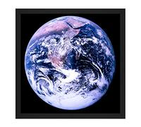 Space NASA Earth Apollo 17 Blue Marble Photograph Square Wooden Framed Wall Art Print Picture 16X16 Inch