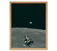 Space NASA Earth Moon Lunar Module Mars Photo Art Print Framed Poster Wall Decor 12x16 inch