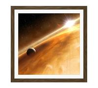 Space NASA ESA Planet Fomalhaut B Orbiting Sun Square Wooden Framed Wall Art Print Picture 16X16 Inch