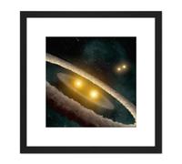 Space NASA HD98800 Binary Star System Illustration 8X8 Inch Square Wooden Framed Wall Art Print Picture with Mount Artery8 Black One Size