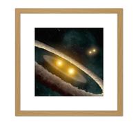 Space NASA HD98800 Binary Star System Illustration 8X8 Inch Square Wooden Framed Wall Art Print Picture with Mount Artery8 Light Oak One Size