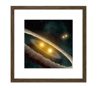 Space NASA HD98800 Binary Star System Illustration 8X8 Inch Square Wooden Framed Wall Art Print Picture with Mount Artery8 Brown One Size