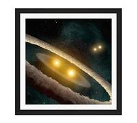 Space NASA HD98800 Binary Star System Illustration Square Wooden Framed Wall Art Print Picture 16X16 Inch