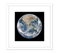 Space NASA North America From Satellite Photograph 8X8 Inch Square Wooden Framed Wall Art Print Picture with Mount Artery8 White One Size