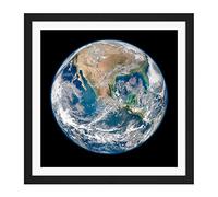 Space NASA North America From Satellite Photograph Square Wooden Framed Wall Art Print Picture 16X16 Inch