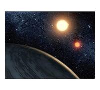Space NASA Planet Kepler-16b Binary Star Illustration Art Print Canvas Premium Wall Decor Poster Mural
