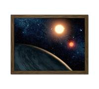 Space NASA Planet Kepler-16b Binary Star Illustration Artwork Framed Wall Art Print 18X24 Inch