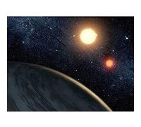 Space NASA Planet Kepler-16b Binary Star Illustration Unframed Wall Art Print Poster Home Decor Premium