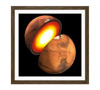 Space NASA Planet Mars Interior Layers Illustration Square Wooden Framed Wall Art Print Picture 16X16 Inch
