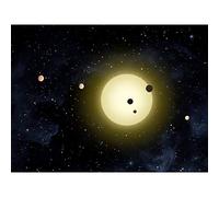 Space NASA Star Kepler11 Planet System Illustration Premium Wall Art Canvas Print 18X24 Inch
