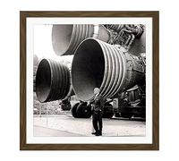 Space NASA Von Braun Saturn V F-1 Rocket Thrusters Photo Square Wooden Framed Wall Art Print Picture 16X16 Inch