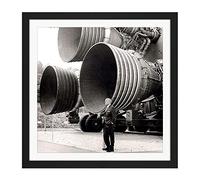Space NASA Von Braun Saturn V F-1 Rocket Thrusters Photo Square Wooden Framed Wall Art Print Picture 16X16 Inch